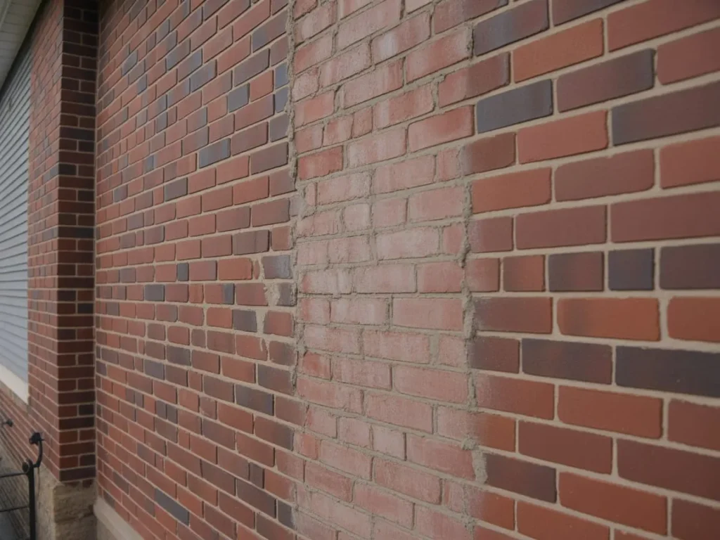 Example of a wall before and after tuckpointing